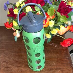 Lifefactory Green Glass Water Bottle with Silicone Sleeve